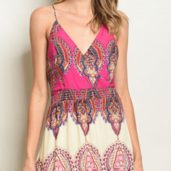 #50 Girly & Flirty IVORY/ FUCHSIA MAXI DRESS - Picture 3 of 8